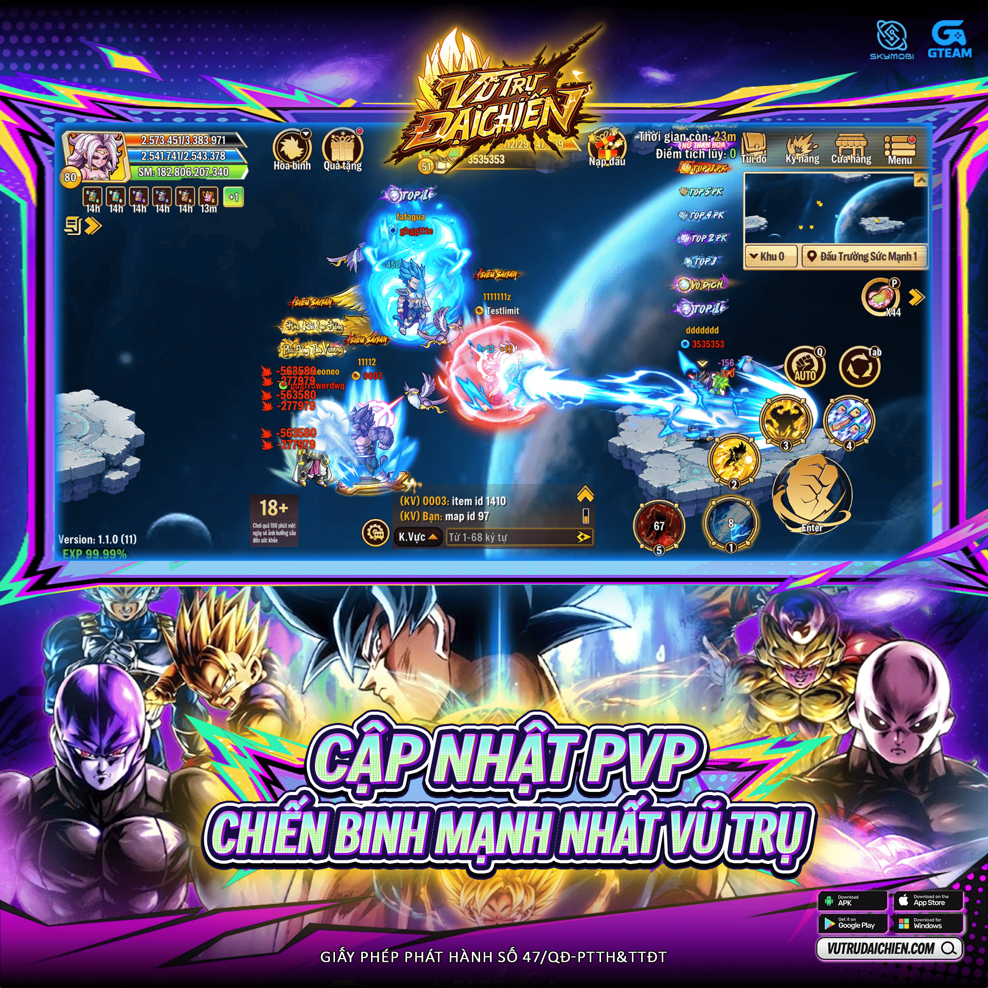 Cập Nhật PvP Chiến Binh Mạnh Nhất Vũ Trụ