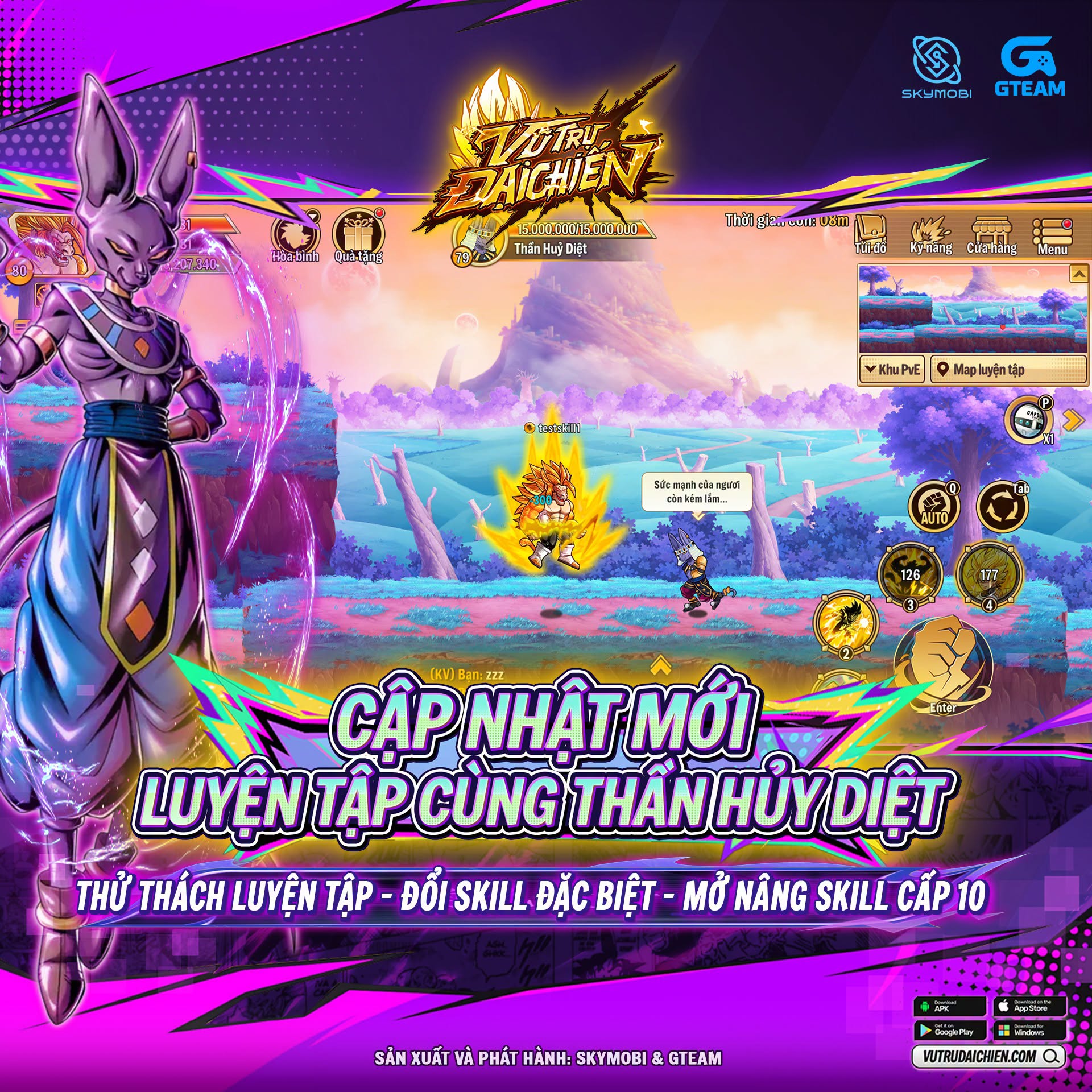 Cập Nhật Luyện Tập Cùng Thần Hủy Diệt & Skill Cấp 10