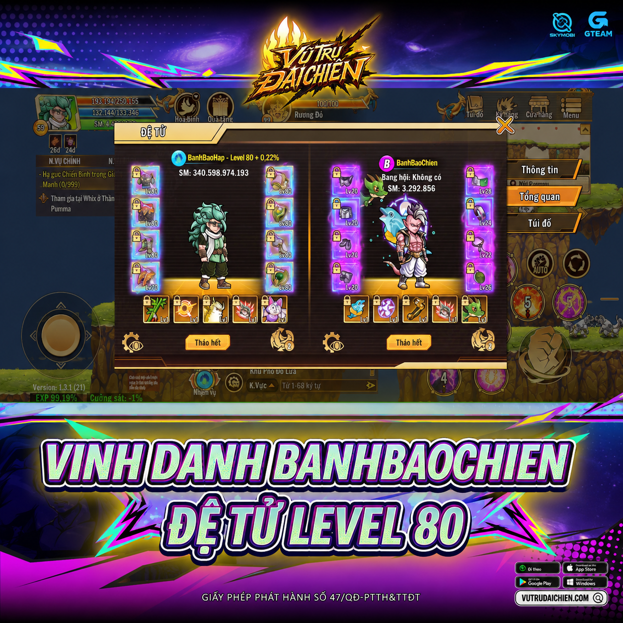 Vinh Danh Chiến Binh Sở Hữu Đệ Tử Level 80 Comment Nhận Quà