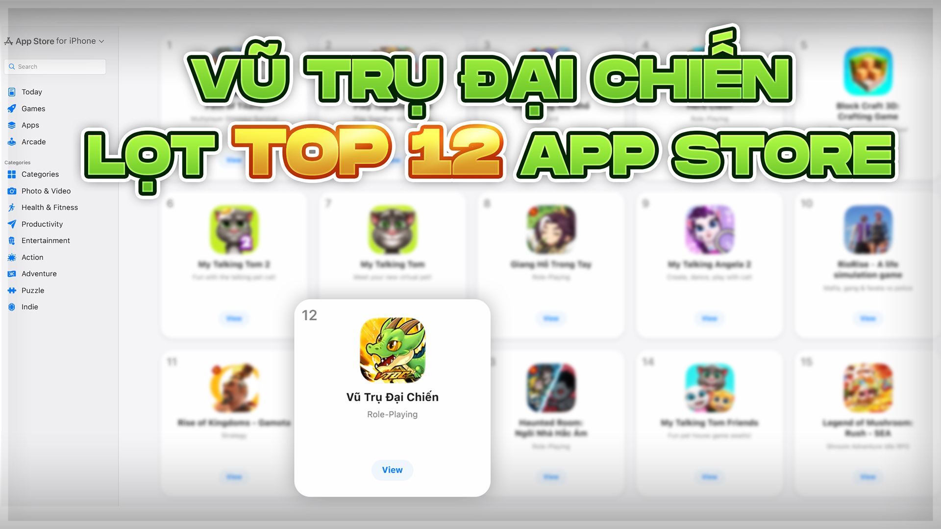 Vũ Trụ Đại Chiến Lọt Top 12 App Store!