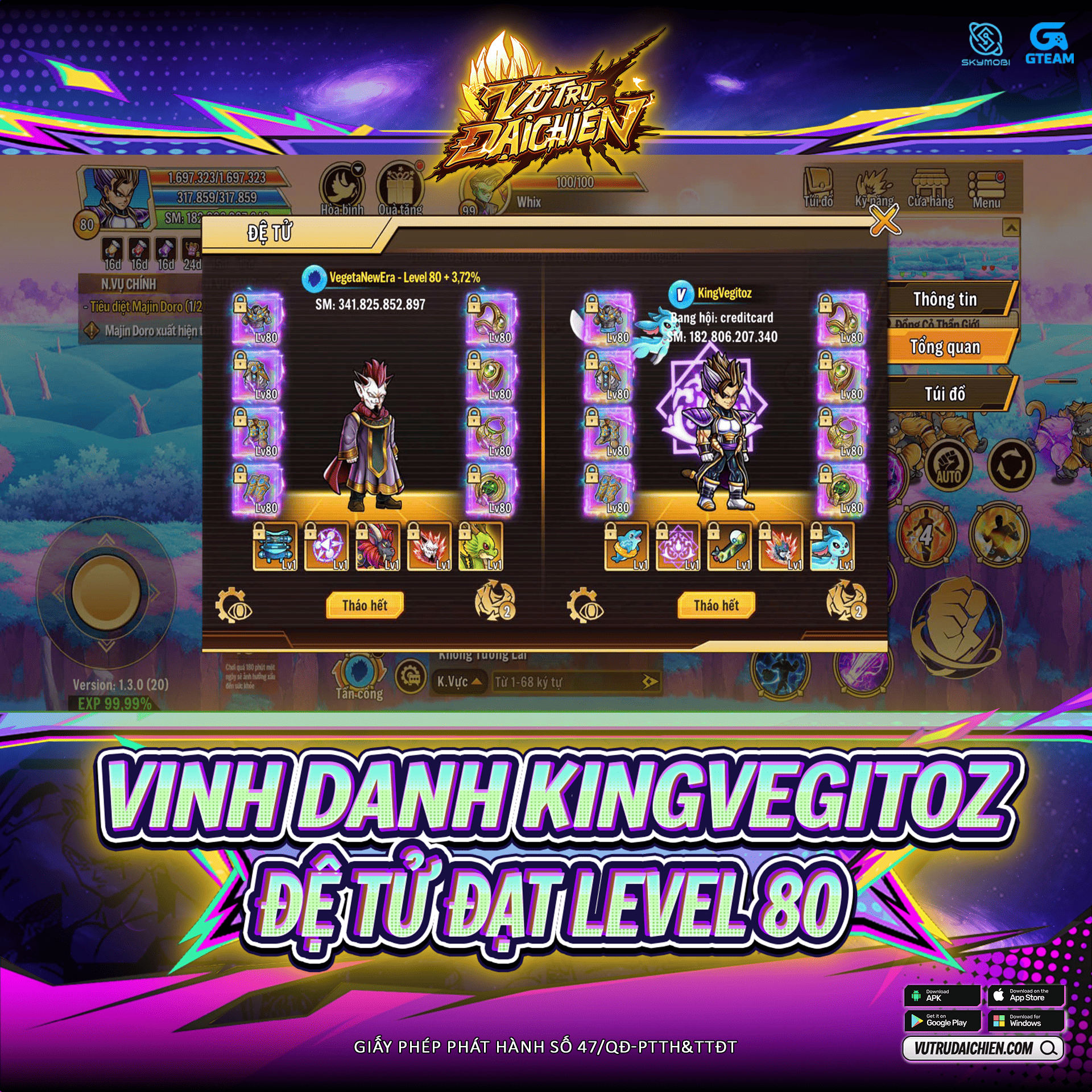 Vinh Danh Chiến Binh Sở Hữu Đệ Tử Level 80 Comment Nhận Quà