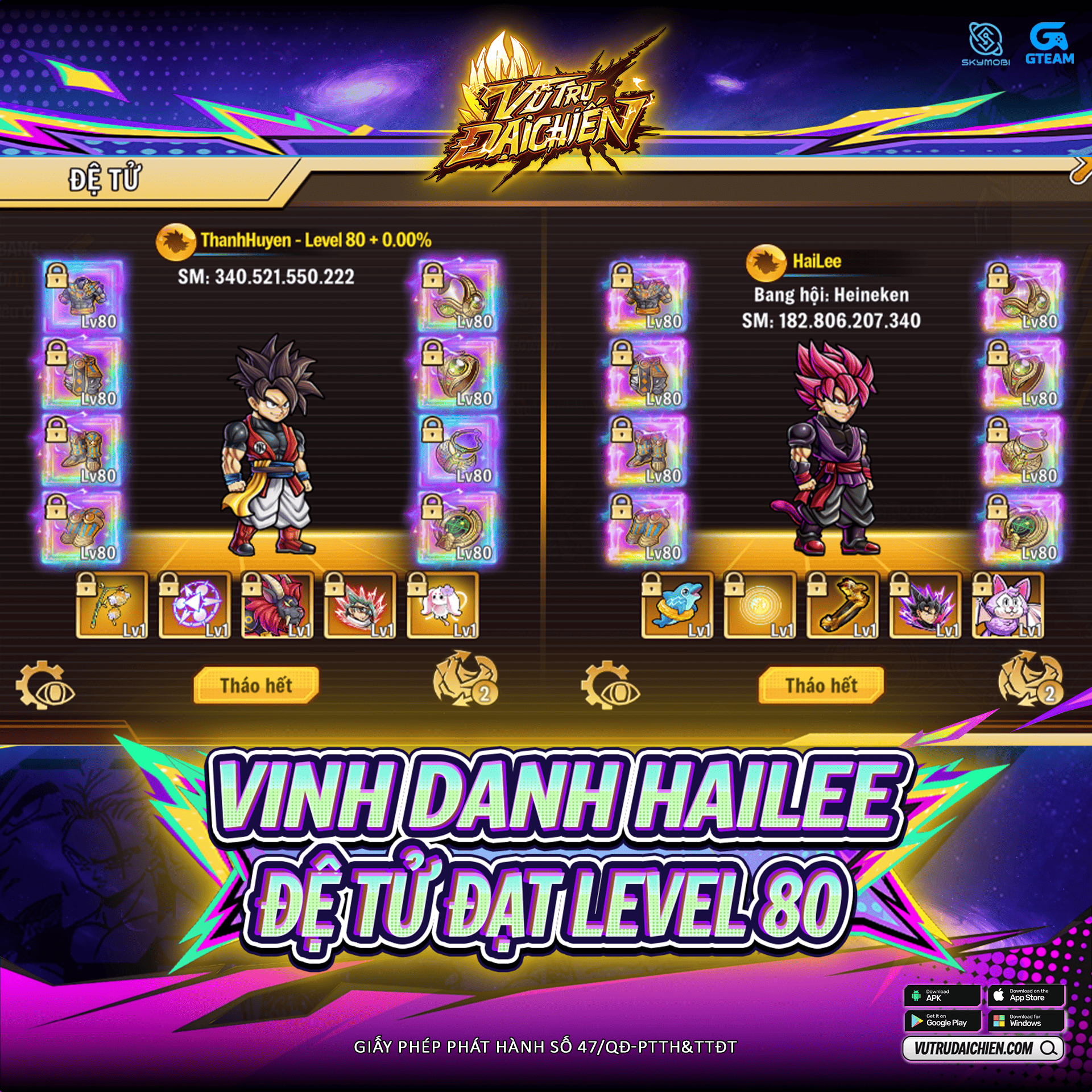 Vinh Danh Chiến Binh Sở Hữu Đệ Tử Level 80 Comment Nhận Quà
