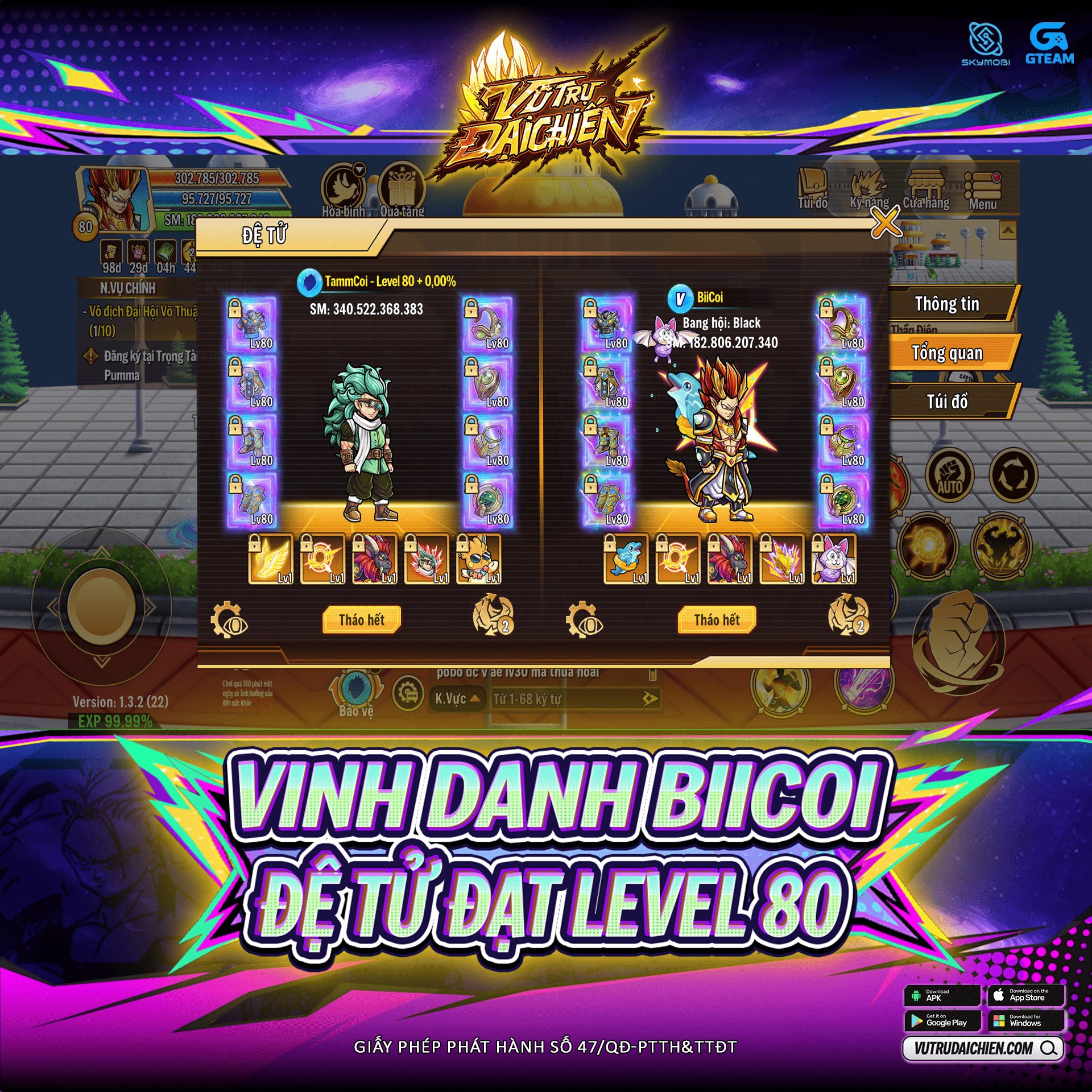 Vinh Danh Chiến Binh Sở Hữu Đệ Tử Level 80 Comment Nhận Quà