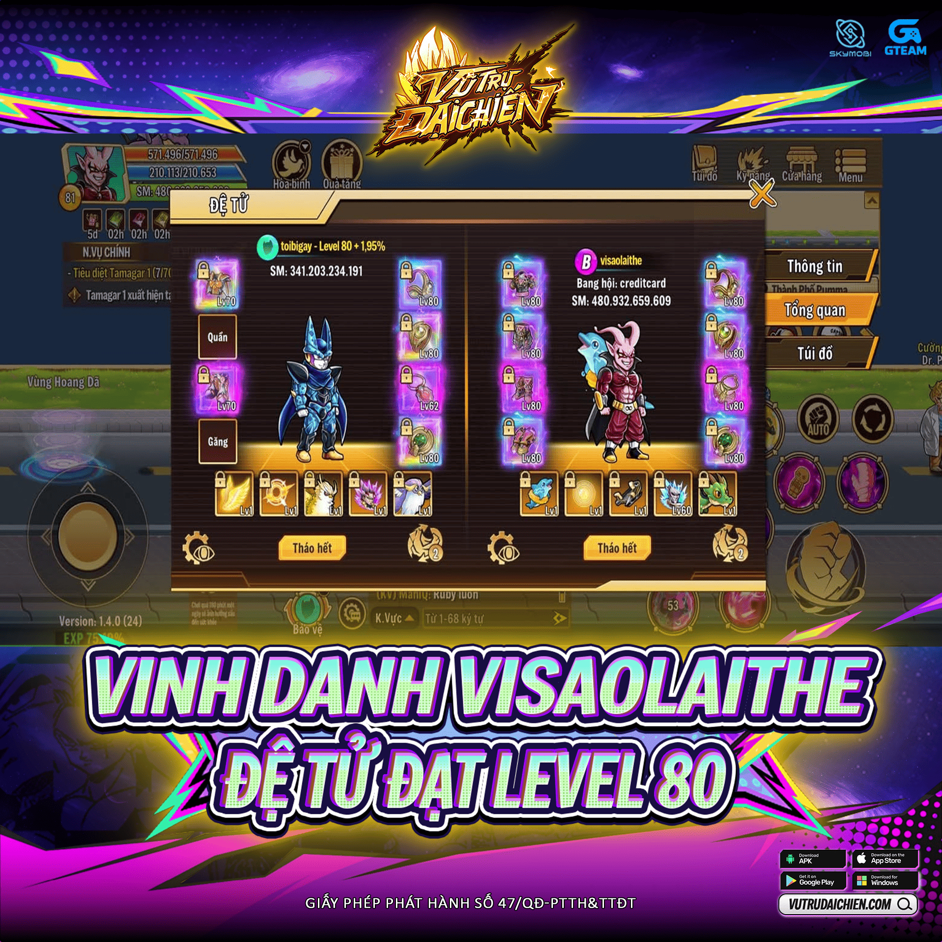 Vinh Danh Chiến Binh Sở Hữu Đệ Tử Level 80 Comment Nhận Quà